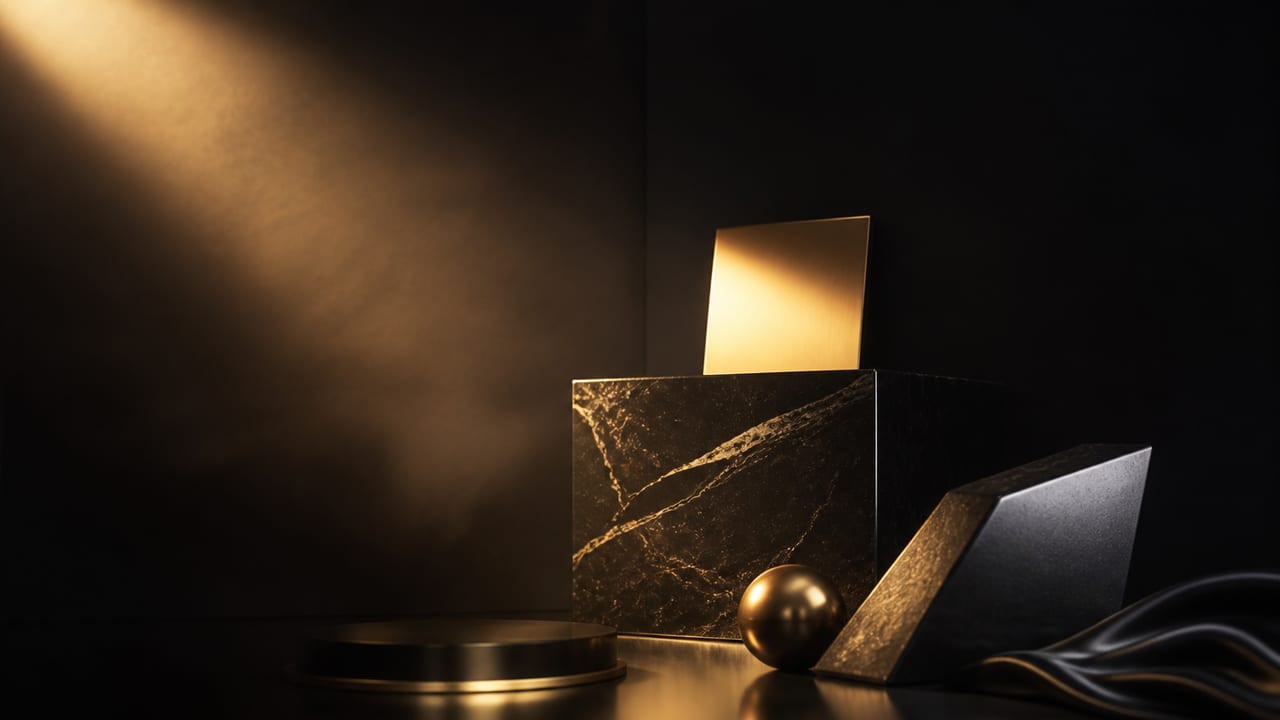 Cinematic abstract still representing AI product photography for ecommerce
